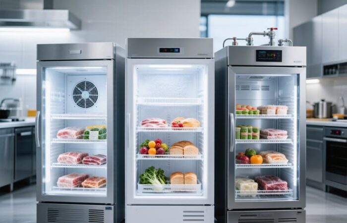 Technician inspecting commercial refrigeration systems to improve cooling performance and prevent equipment failure