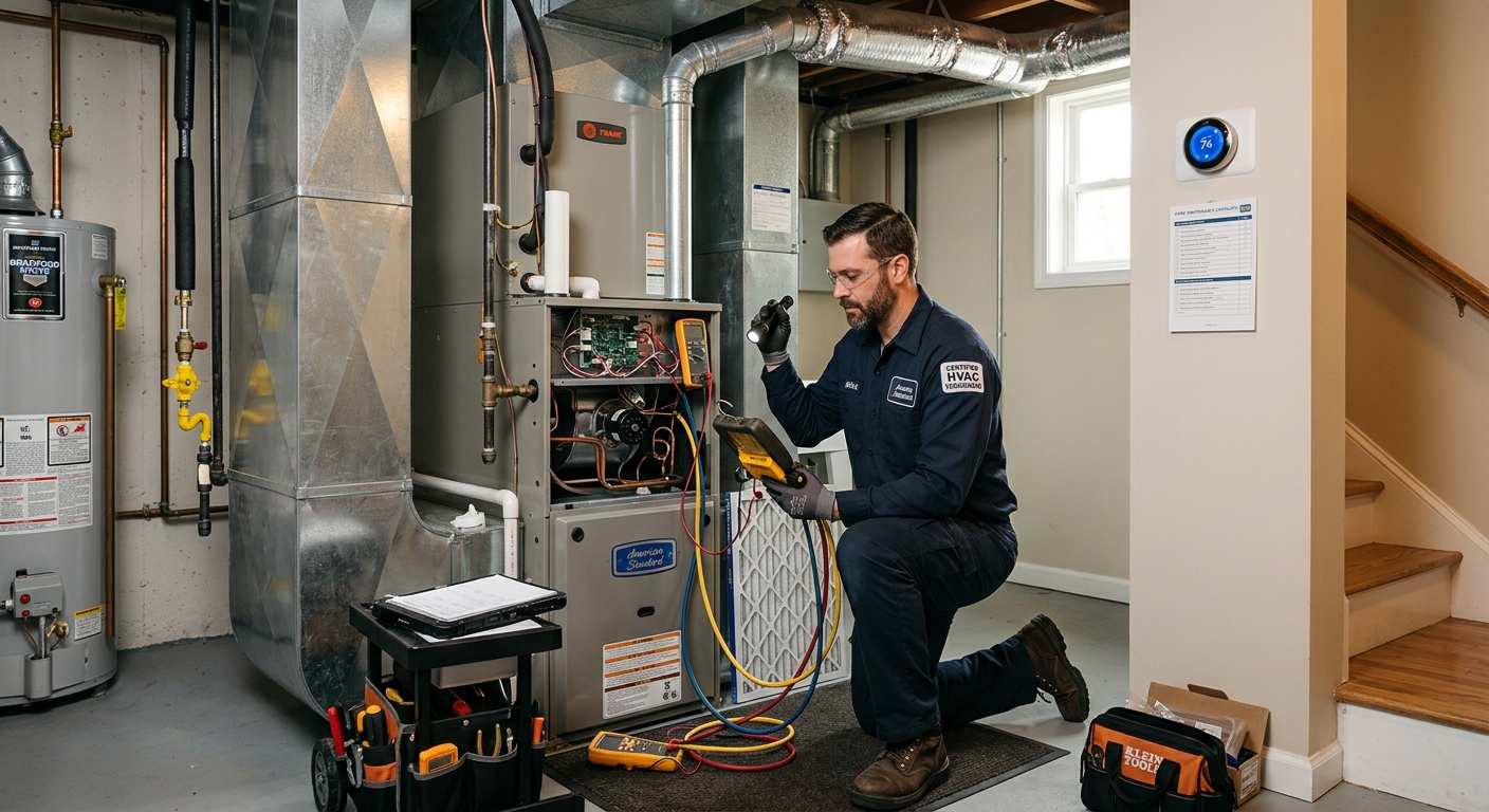 Residential HVAC technician providing residential HVAC services in South Hempstead